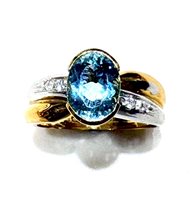 Anello Sommer Gioielli Donna CLASSICI in Oro giallo Acquamarina 1.80 Ct ACQ CT 1.80 DIA CT 0.07 F/VS - ACQ CT 1.80 DIA CT 0.07 F/VS